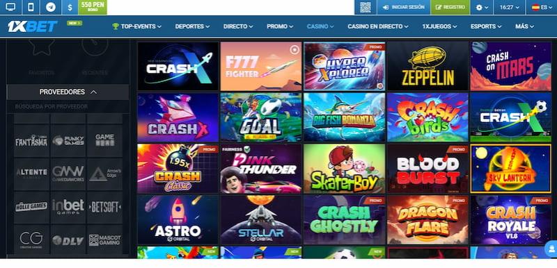 Página de juegos crash en 1xbet