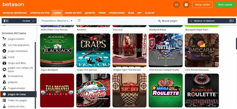 Betsson - Guia completa blackjack Perú 2025