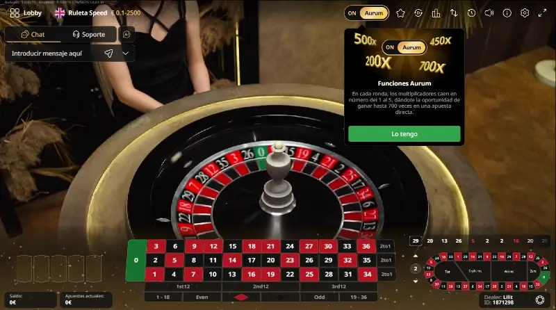 Características de la Ruleta en Vivo