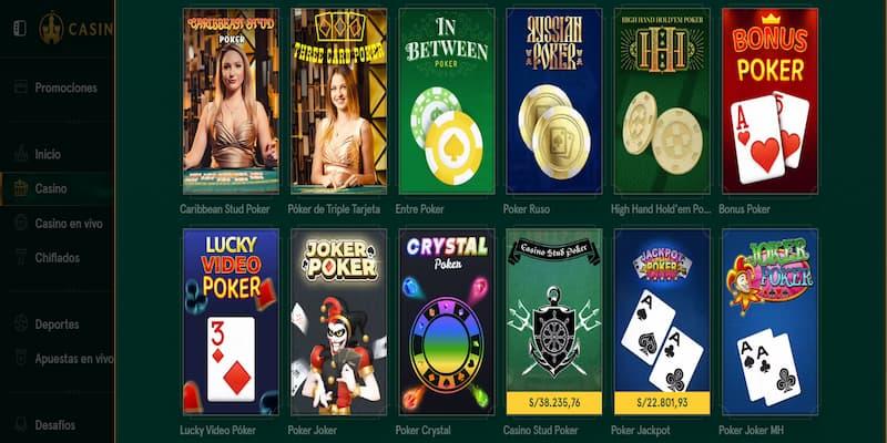 Página de poker en Casinia