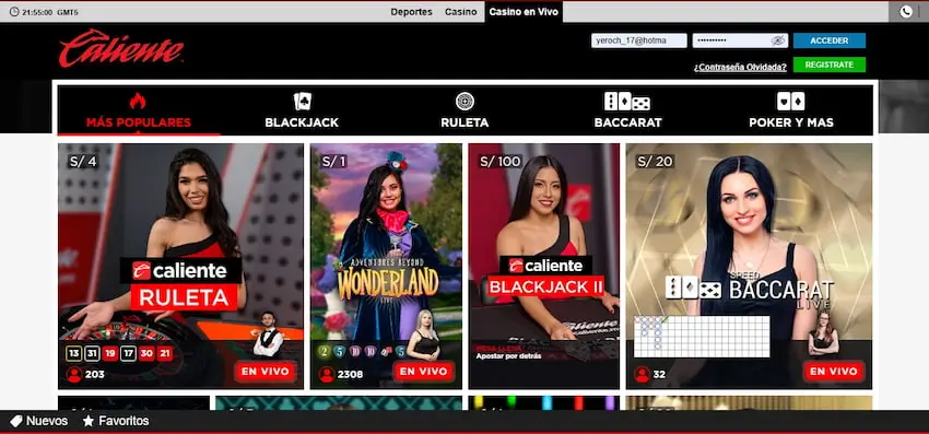 Casino en vivo - Casino Caliente Perú