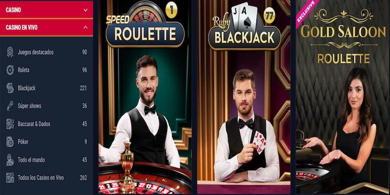 Página de casino en vivo en Rabona