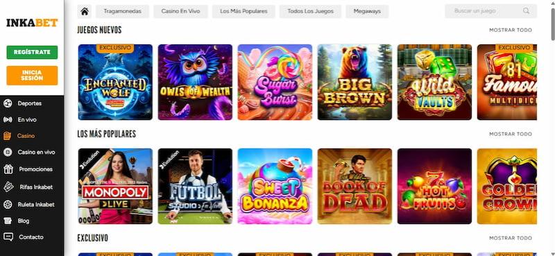 Pagina de juegos de casino en Inkabet