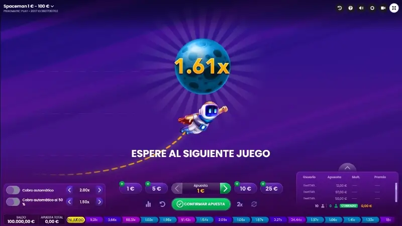 Juego crash Spaceman de Pragmatic Play