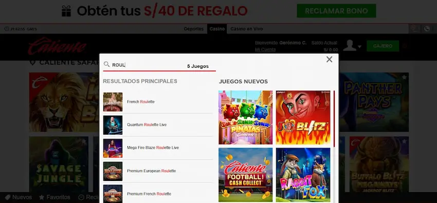 Juegos de mesa - Casino Caliente Perú