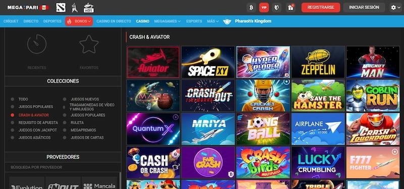 Página de juegos crash en Megapari