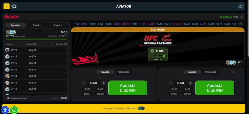 Juego crash aviator en modo demo