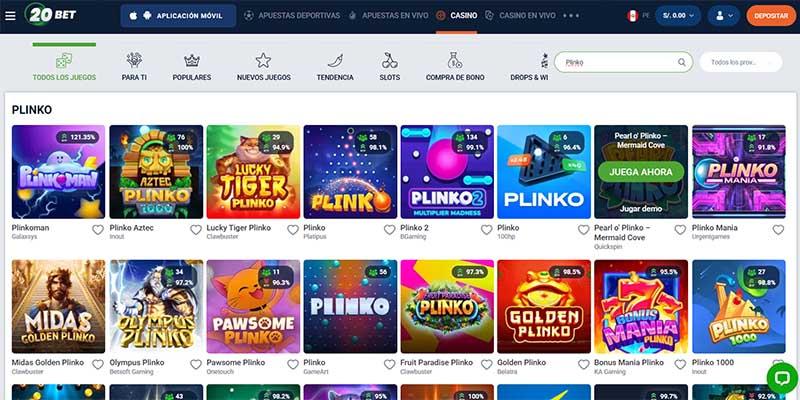 Plinko en 20bet