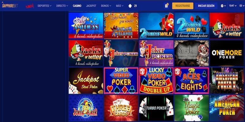 página de poker en SapphireBet