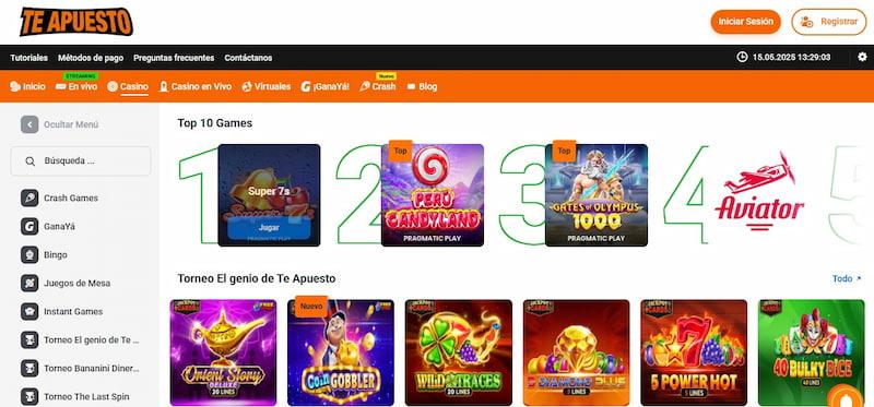 Página de juegos crash en TeApuesto