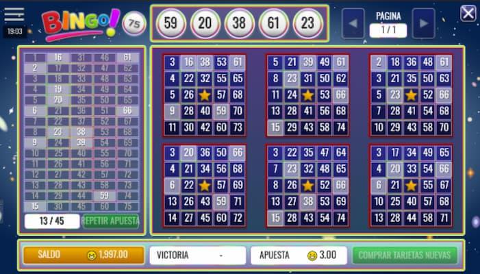 Juego de Bingo con 75 bolas