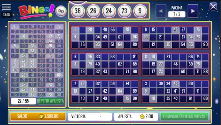 Juego de Bingo con 90 bolas